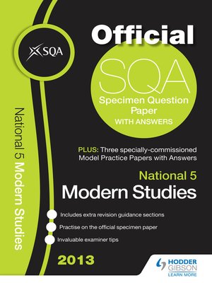 cover image of SQA Specimen Paper 2013 National 5 Modern Studies and Model Papers